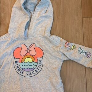 Baby Gap Light Gray Hoodie with Minnie Mouse Graphic
